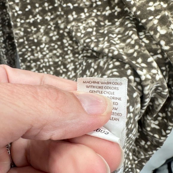 PURE JILL abstract brown-white long sleeve cotton blend coastal grandma tunic XL - Picture 8 of 12